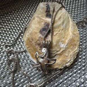 Starfish Cage Pendant with Pearl and Sterling Silver Chain